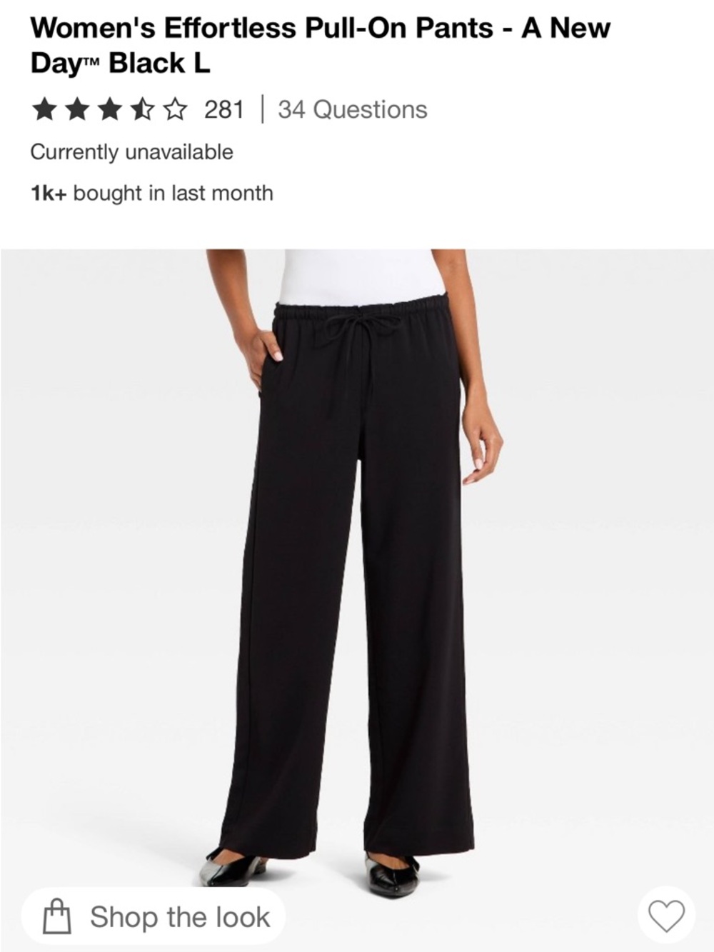 a new day Black Wide-Leg Pull-On Drawstring Pants